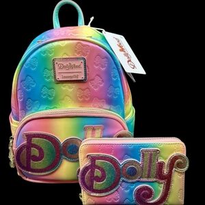 Loungefly Dollywood Backpack and Wallet Set